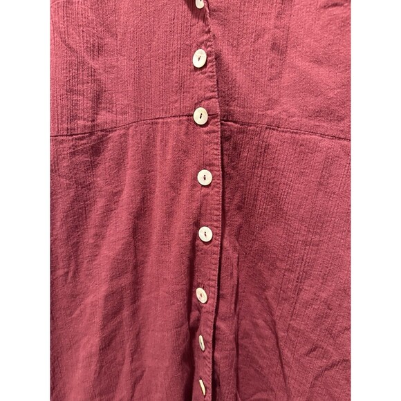 Madewell Women's Crinkle Cotton Midi Button-Front Cabernet Red Dress 6 Small - Picture 4 of 7